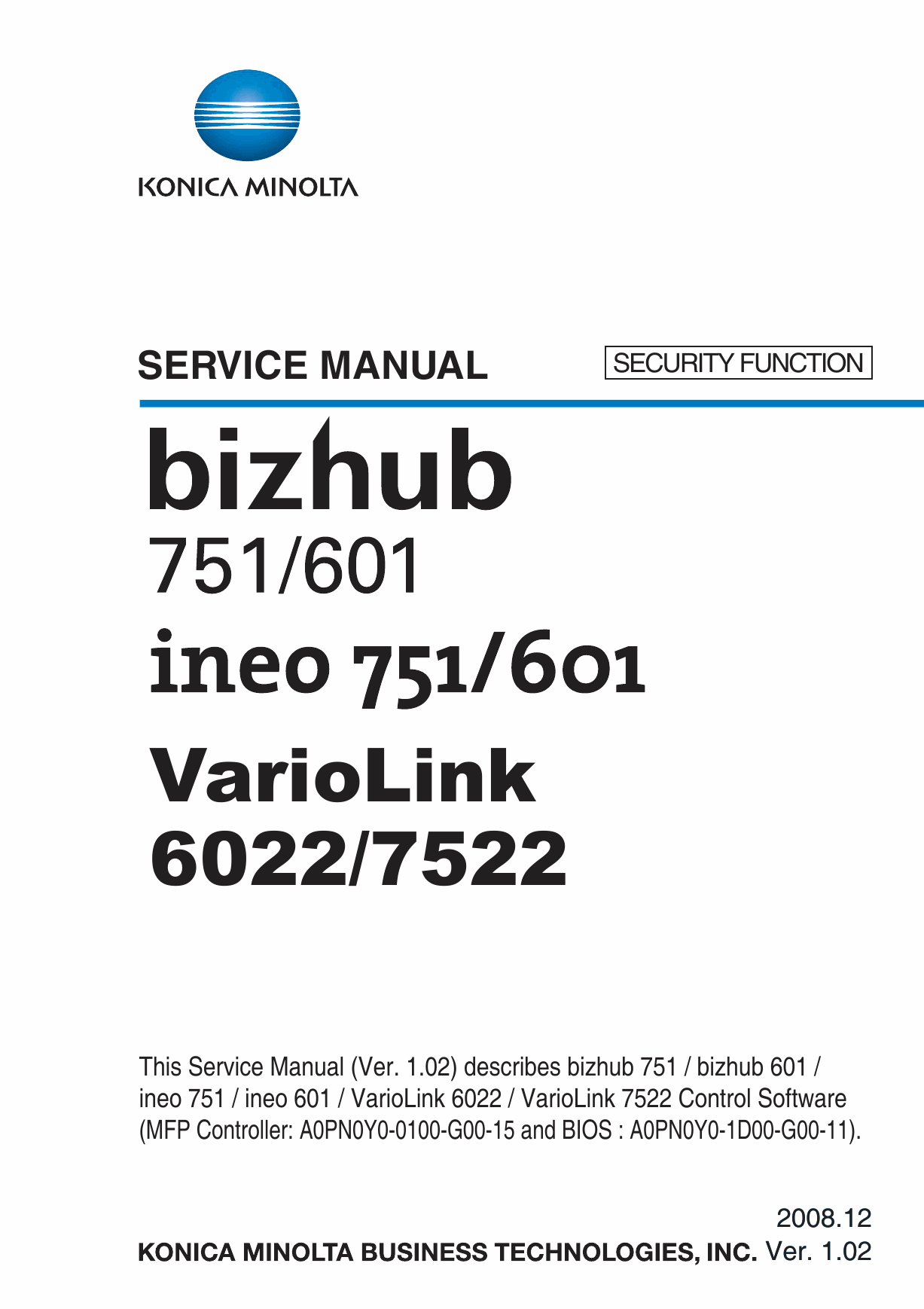 Konica-Minolta bizhub 601 751 SECURITY-FUNCTION Service Manual-1